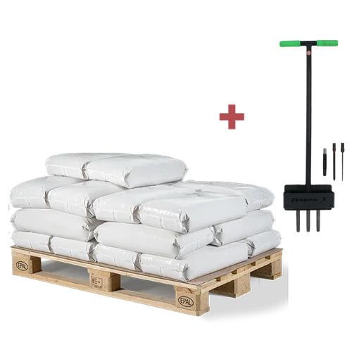 Rasensand 0.2 - 2.0 mm, 500 kg, Halbpalette 20 x 25 PE Sack inkl. Aerifiziergabel